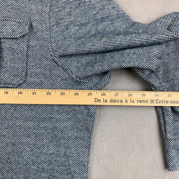 Johnnie-O Mens Carl Stretch Knit Flannel Lodge Shirt XL Twilight Blue Striped - Picture 5 of 9